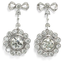 Earrings with 14.95 ct Diamonds in White Gold & Platinum, c. 1910 / c. 1985