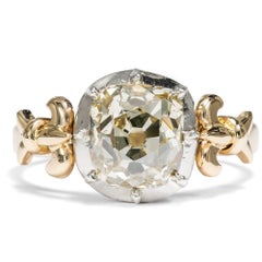 Spektakulärer Ring mit einem 3,40-Karat-Diamanten im „Old Mine Cut“ als Solitär, aus unserer Werkstatt