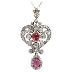 Luxurious Pendant with Untreated Burmese Rubies & Diamonds, c. 1895 & Later