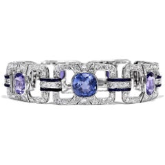 Pulsera «Déco» con zafiros sin tratar y diamantes en platino, h. 1930