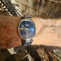 Patek Philippe 3930A stainless steel Ellipse Blue Sunburst Dial, Circa 1985