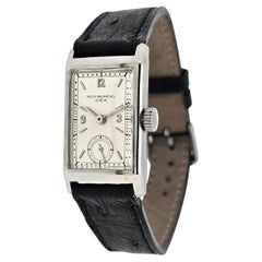Reloj Patek Philippe de acero inoxidable de estilo Art Déco, 20 x 35,5 x 9 mm. Aproximadamente 1936-1938