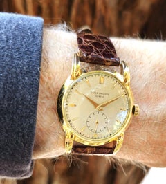 Patek Philippe 2429J Vintage Unusual Large Curved Claw Lugs in Gold Circa. 1948