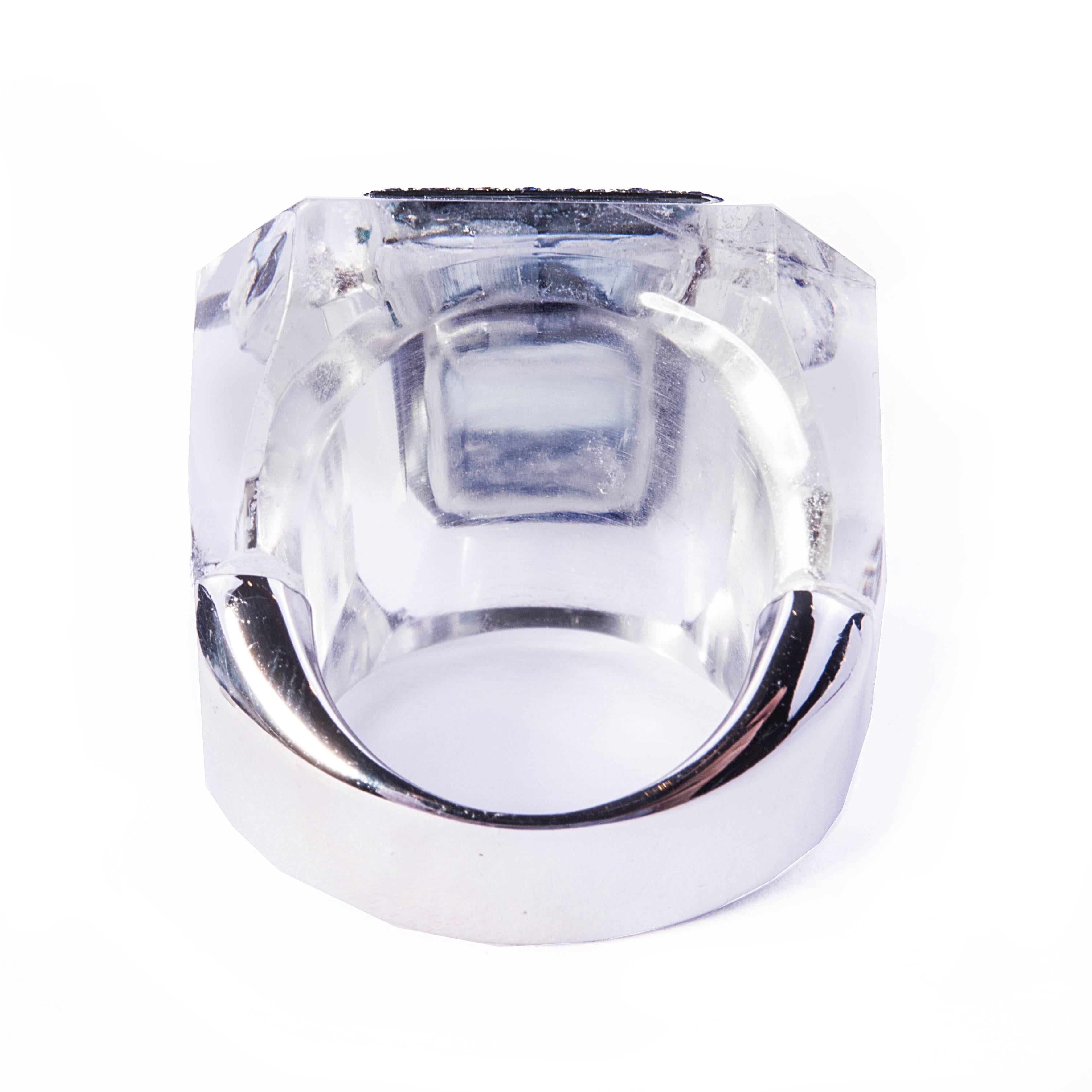 Rock Crystal and Aquamarine Ring In New Condition For Sale In Principaute De Monaco, MC