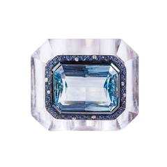 Rock Crystal and Aquamarine Ring