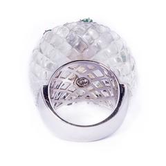 Rock Crystal Emerald Ruby Ring