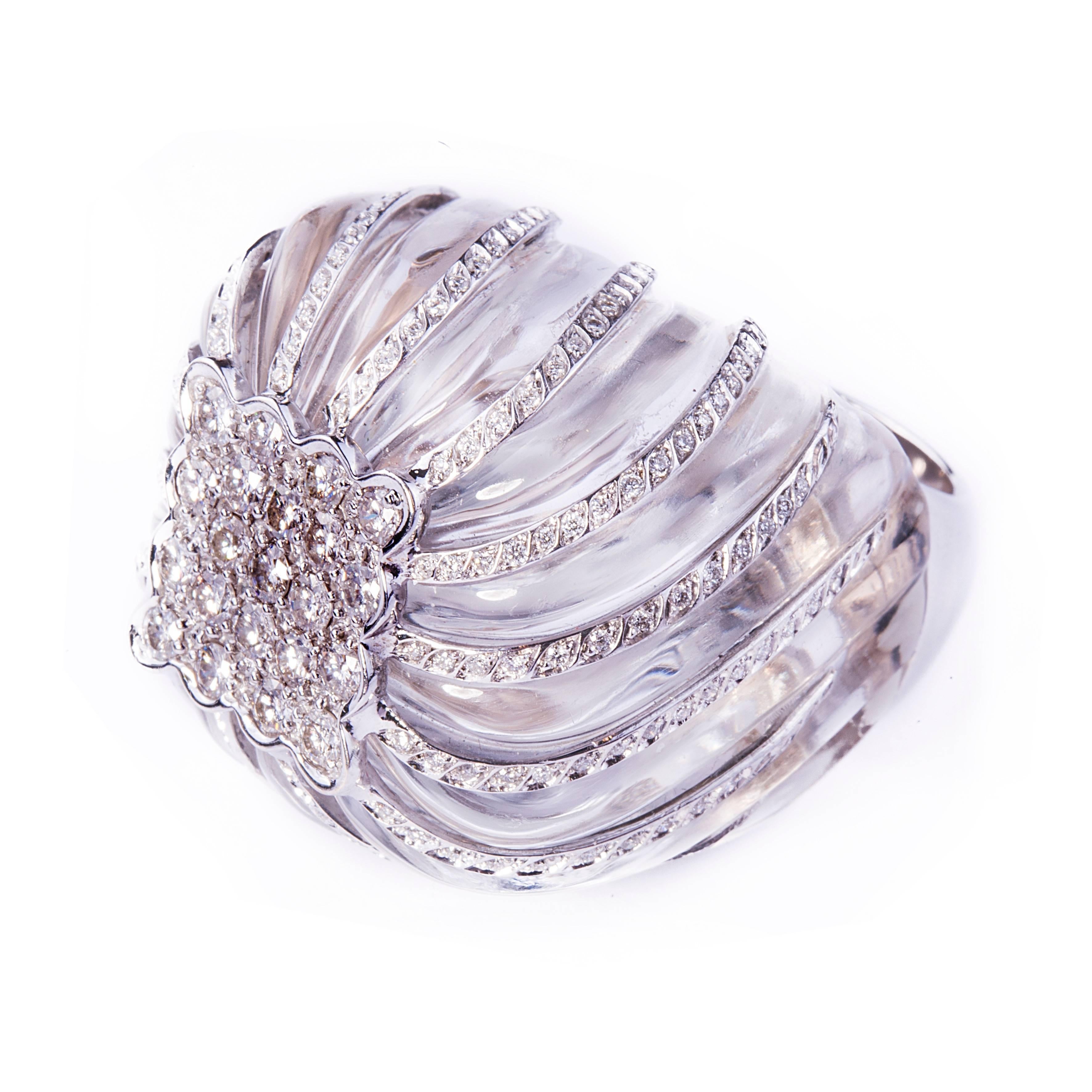 Rock Crystal and Diamond Ring In New Condition For Sale In Principaute De Monaco, MC
