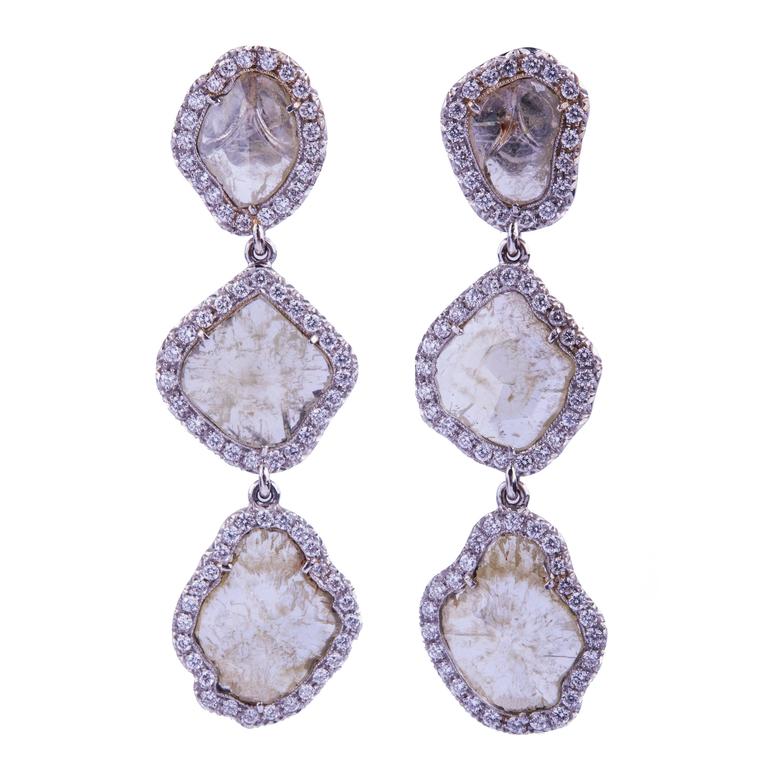 Fancy Flat Diamonds Earrings For At 1stdibs Flat Diamond Pendant Earrings