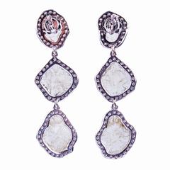 flat Diamond Pendant Earrings