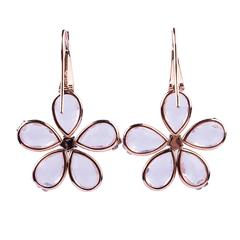 18kt Gold, Rose Quartz and Diamond Daisy Earrings