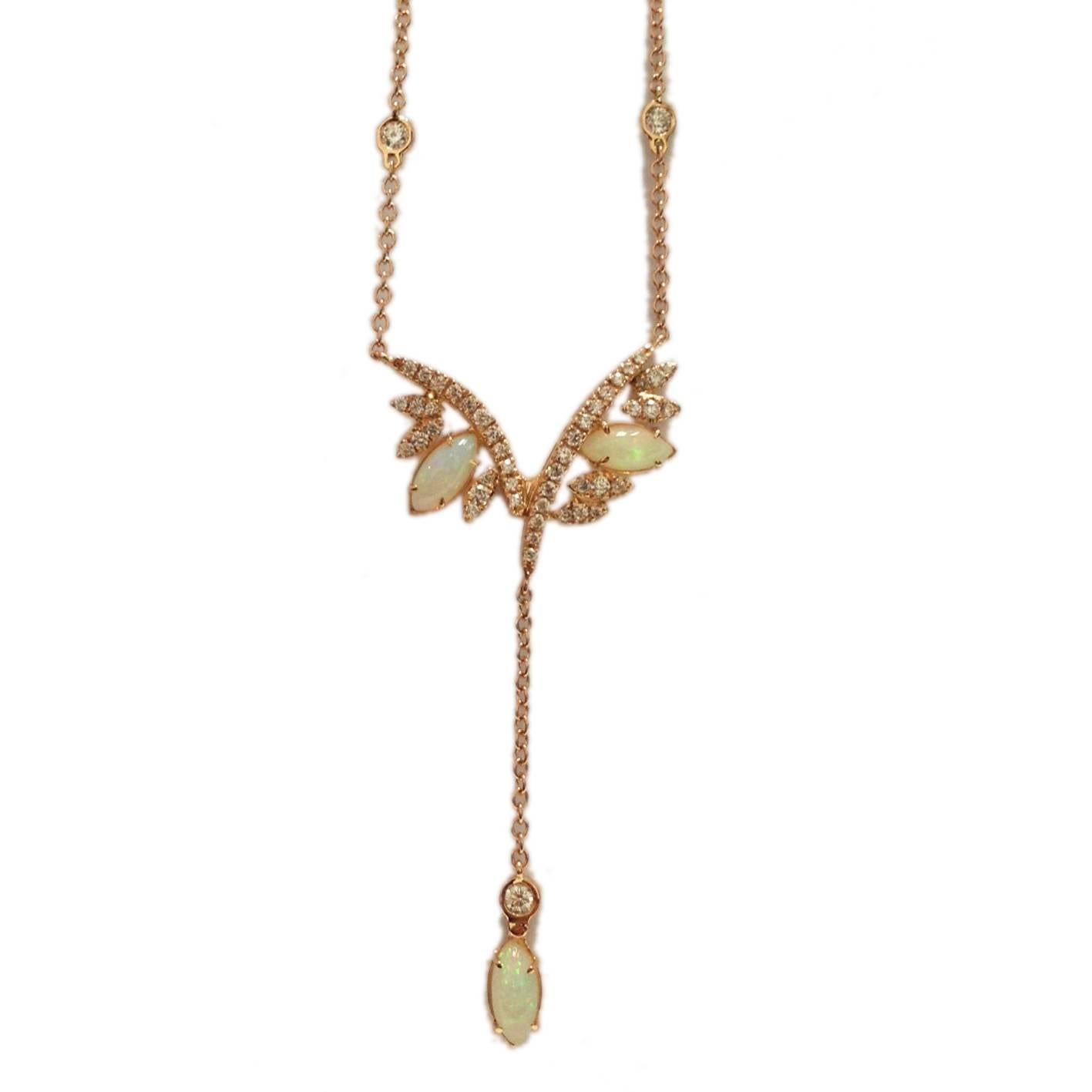 "Dafne" Necklace 18 Karat Gold, Diamonds, Ceramic/Opals For Sale