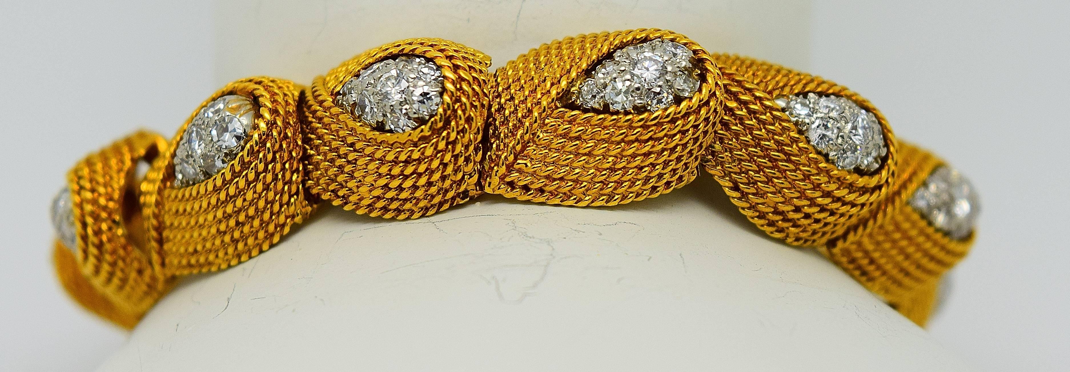 David Webb Pair of Matching Diamond Gold Platinum Bracelets For Sale 2
