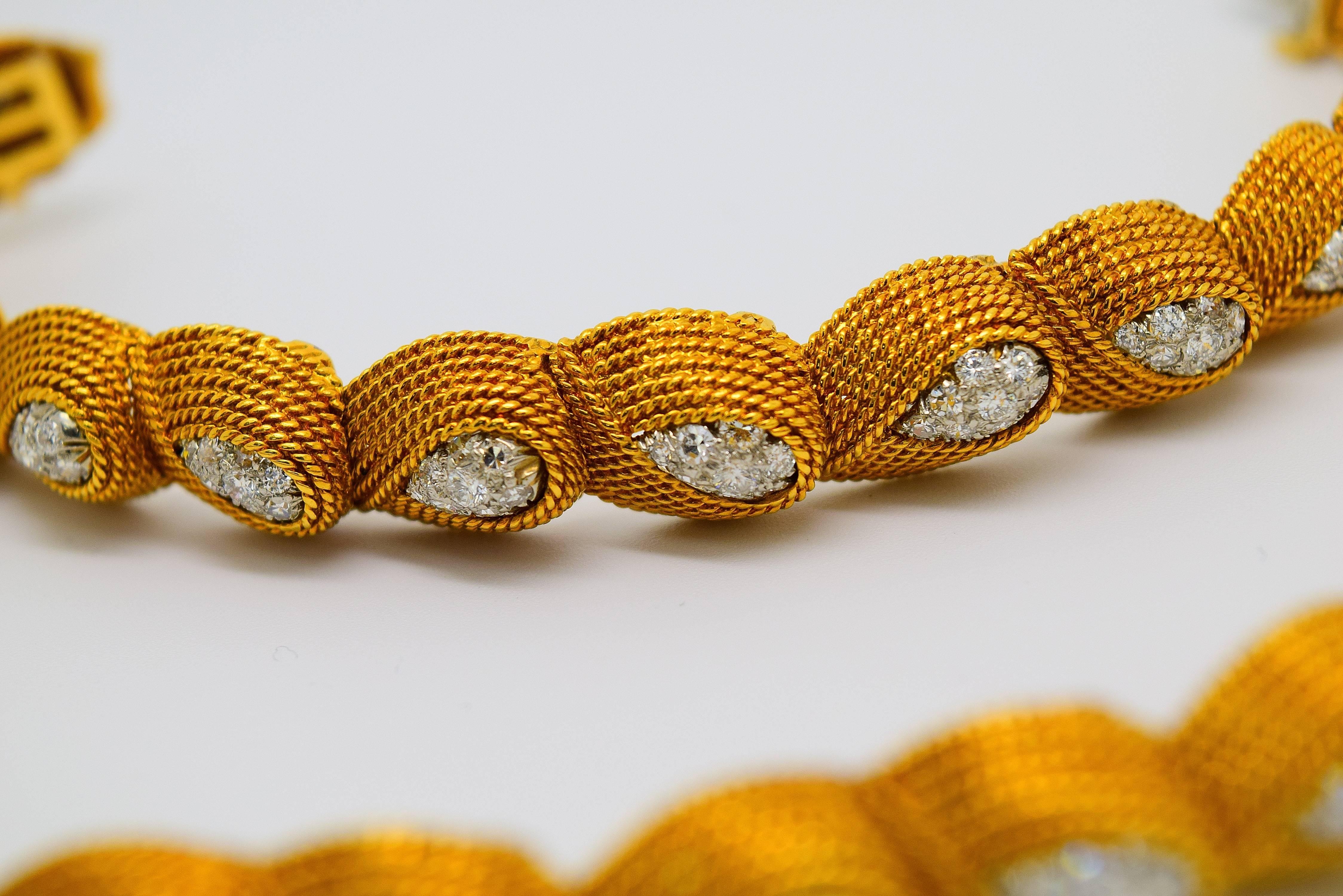 David Webb Pair of Matching Diamond Gold Platinum Bracelets For Sale 4