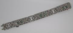 1920s Art Deco Emerald Diamond Platinum Bracelet