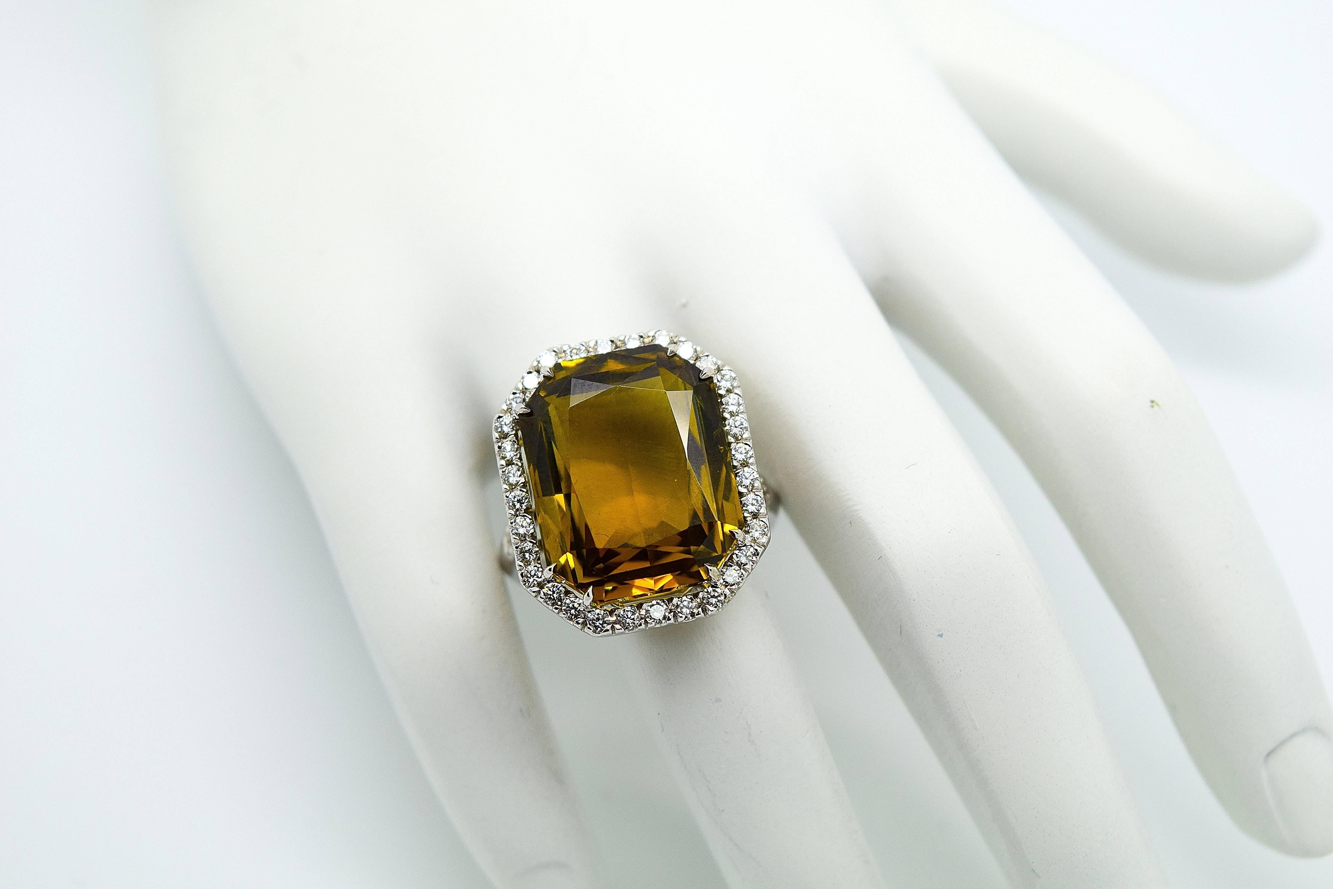 18.23 Carat Natural GIA Cert Alexandrite Diamond Gold Ring In New Condition In Chicago, IL