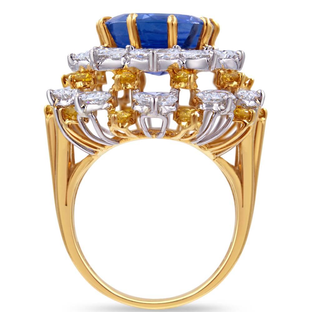 Women's Important Oscar Heyman Sapphire Diamond Gold Platinum Ring