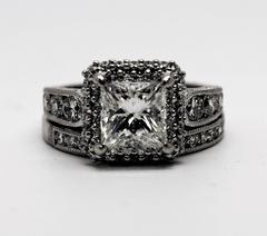Tacori Princess Cut Diamond Gold Engagement Ring and Matching Wedding Band