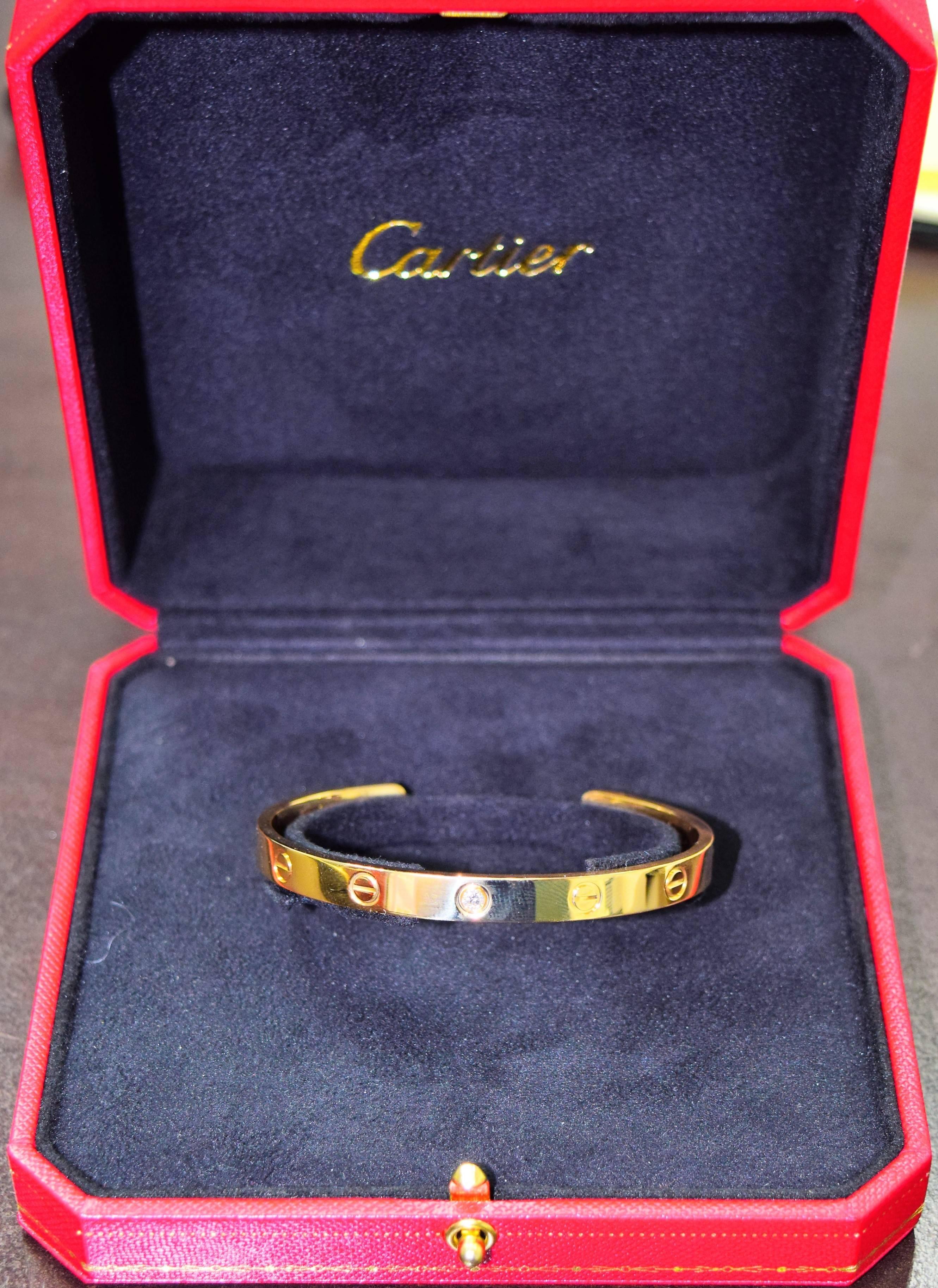 Women's or Men's Cartier Gold Love Bangle Bracelet For Sale