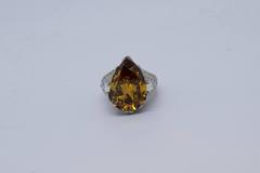 Extraordinary GIA 10.75 carat Fancy Brown Pear Shape Diamond Cocktail Ring