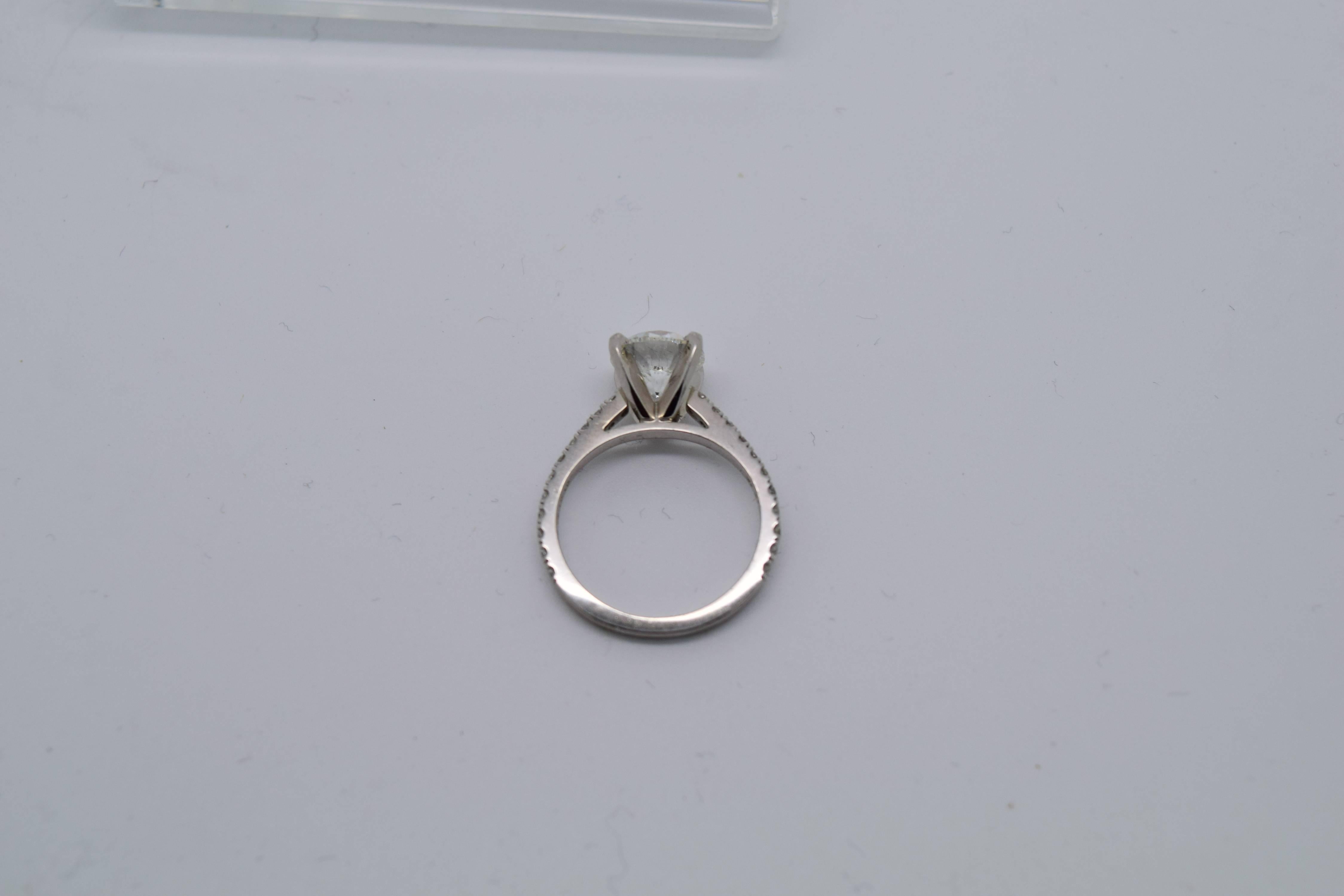 Women's  2 Carat Round Diamond Platinum Engagement Ring For Sale