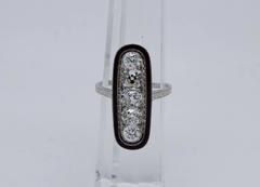 1920s Art Deco Diamond, Black Enamel and Platinum Dinner Ring