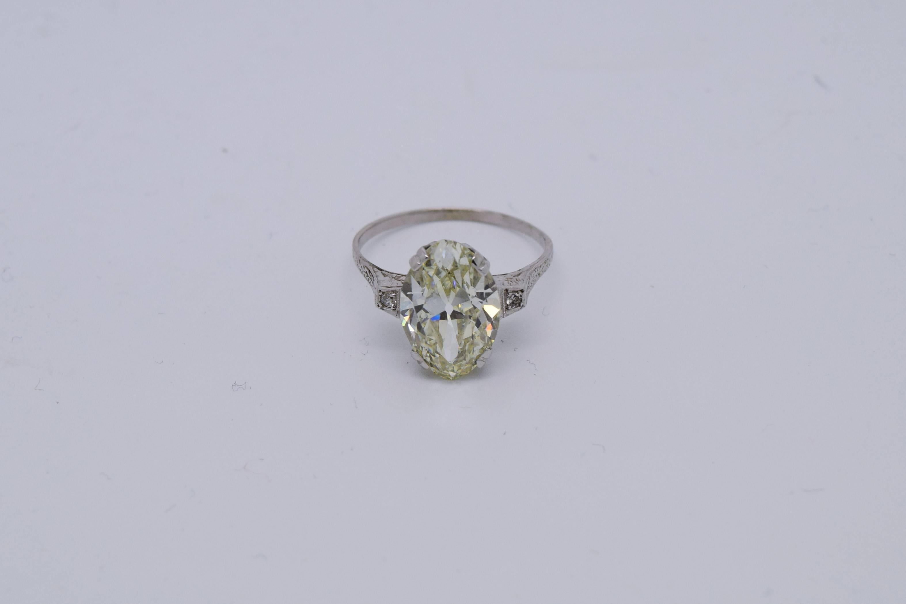 Antique 5.74 Carat Old Cut Marquise Diamond Engagement Ring In Excellent Condition For Sale In Chicago, IL