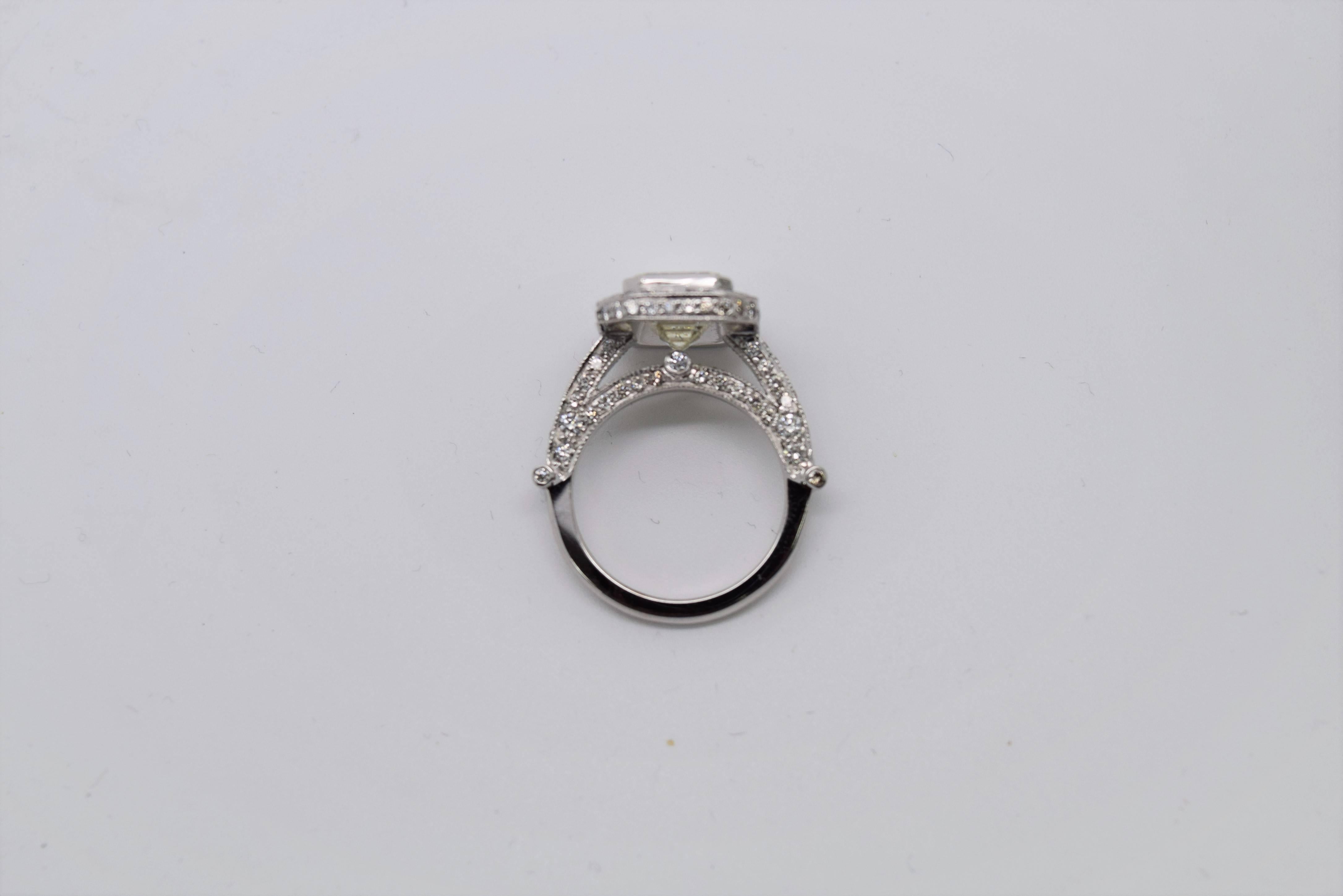 5 carat Emerald Cut Diamond Cocktail Ring For Sale 1