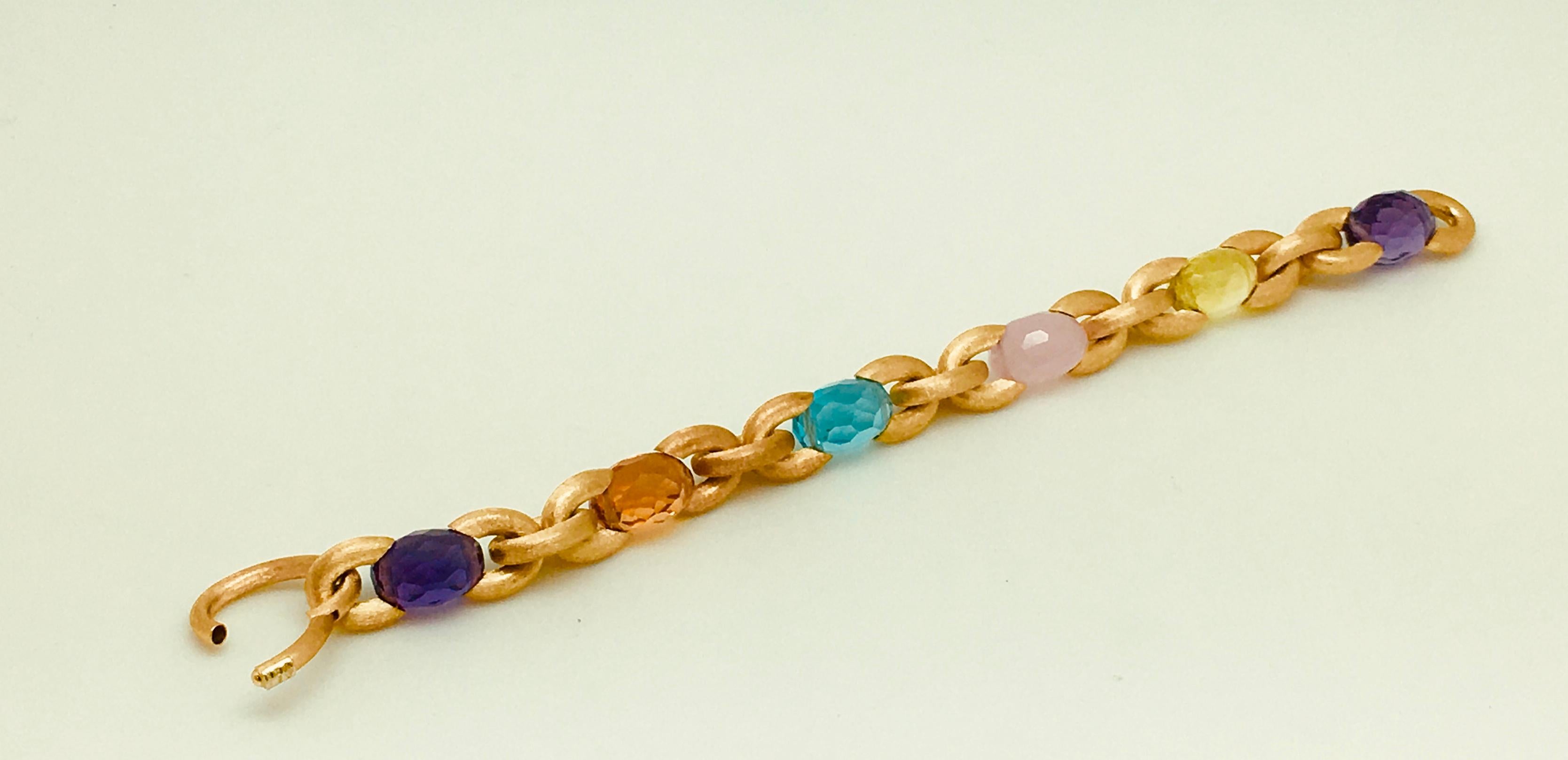 18 Karat Yellow Gold Multi-Color Stone Bracelet by Nania In Excellent Condition For Sale In Nashville, TN