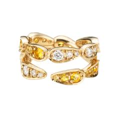 Sabine Getty White Gold Yellow Sapphire Diamond Harlequin Ring