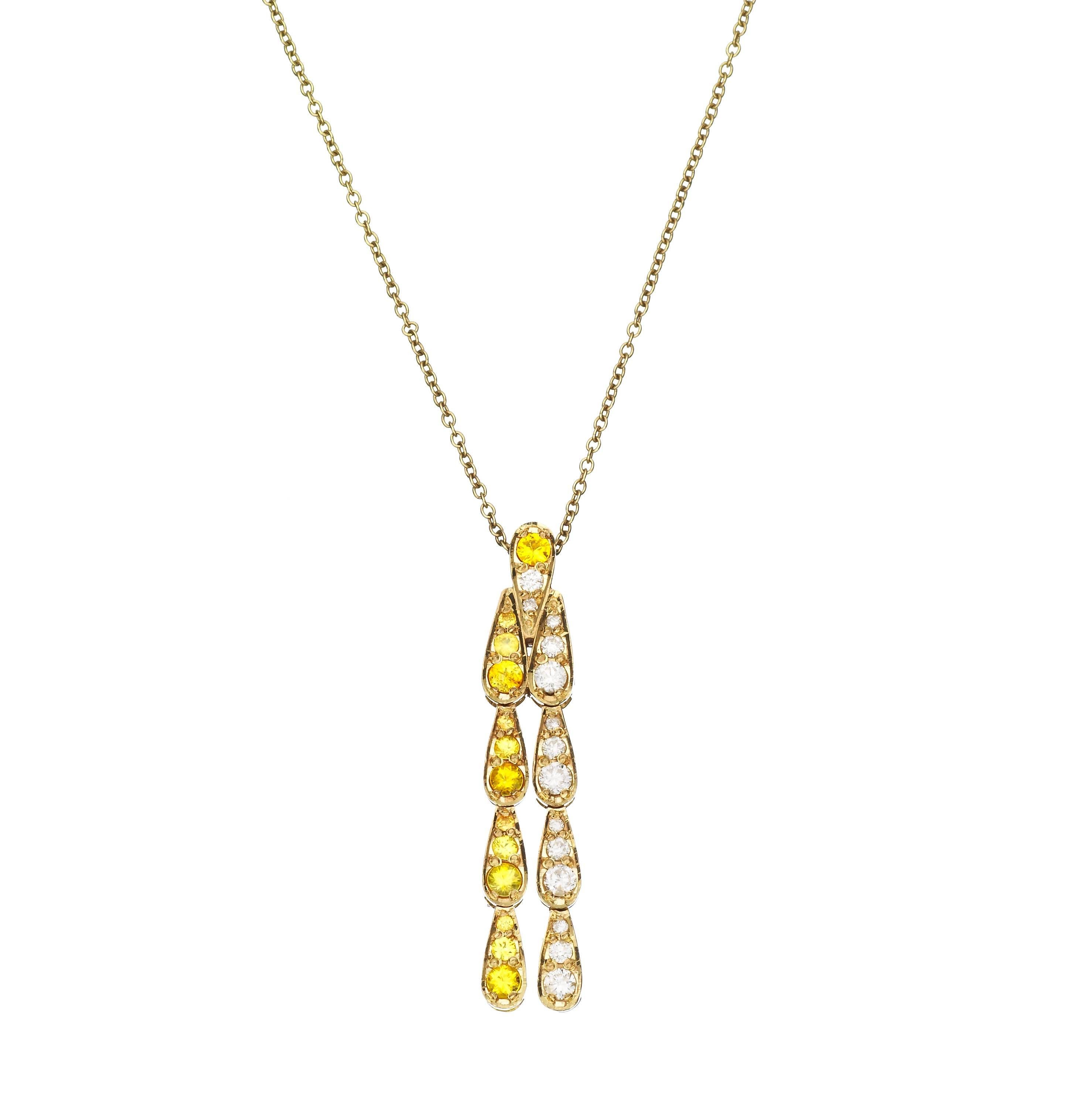 Sabine Getty Art Deco Style Yellow Sapphire Diamond Gold Harlequin Necklace For Sale