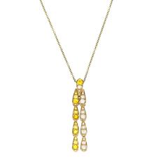 Sabine Getty Art Deco Style Yellow Sapphire Diamond Gold Harlequin Necklace