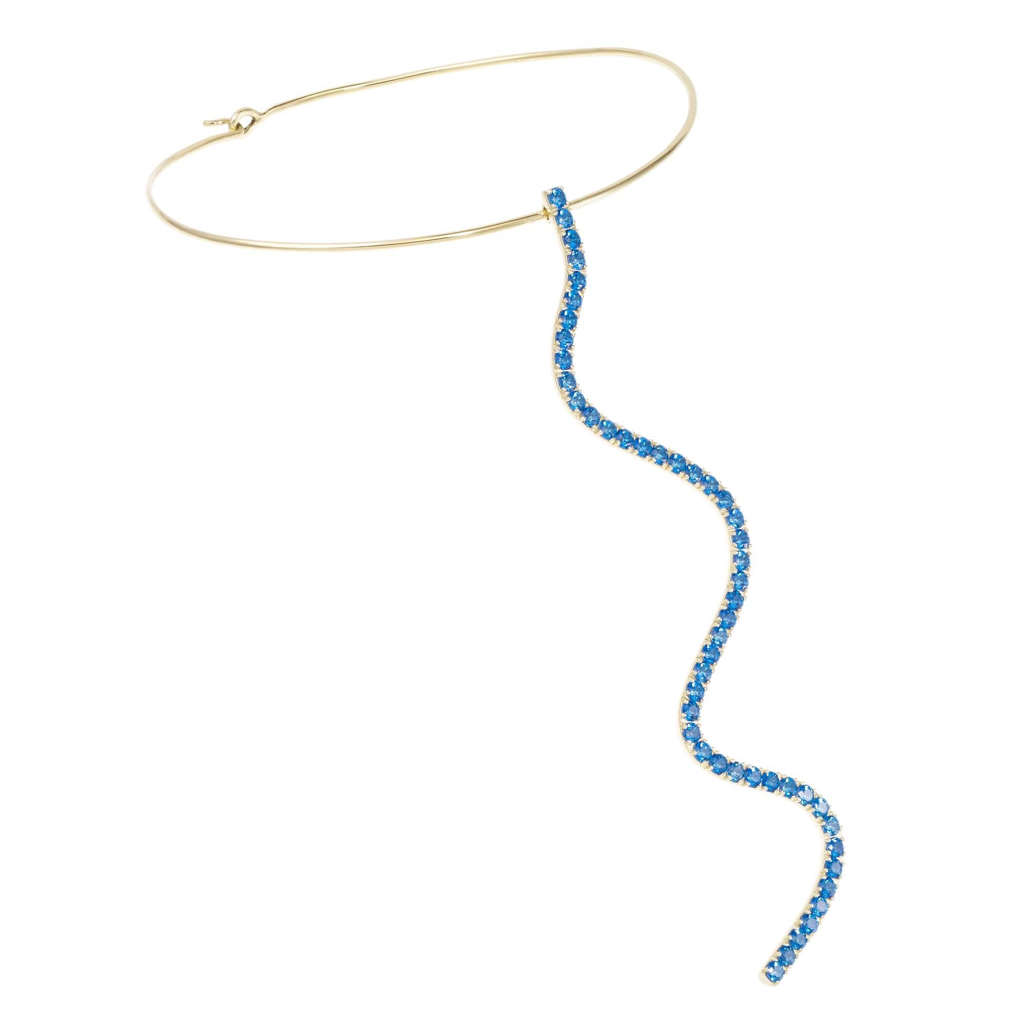Contemporary Sabine Getty Blue Topaz Wiggly Torque Necklace For Sale