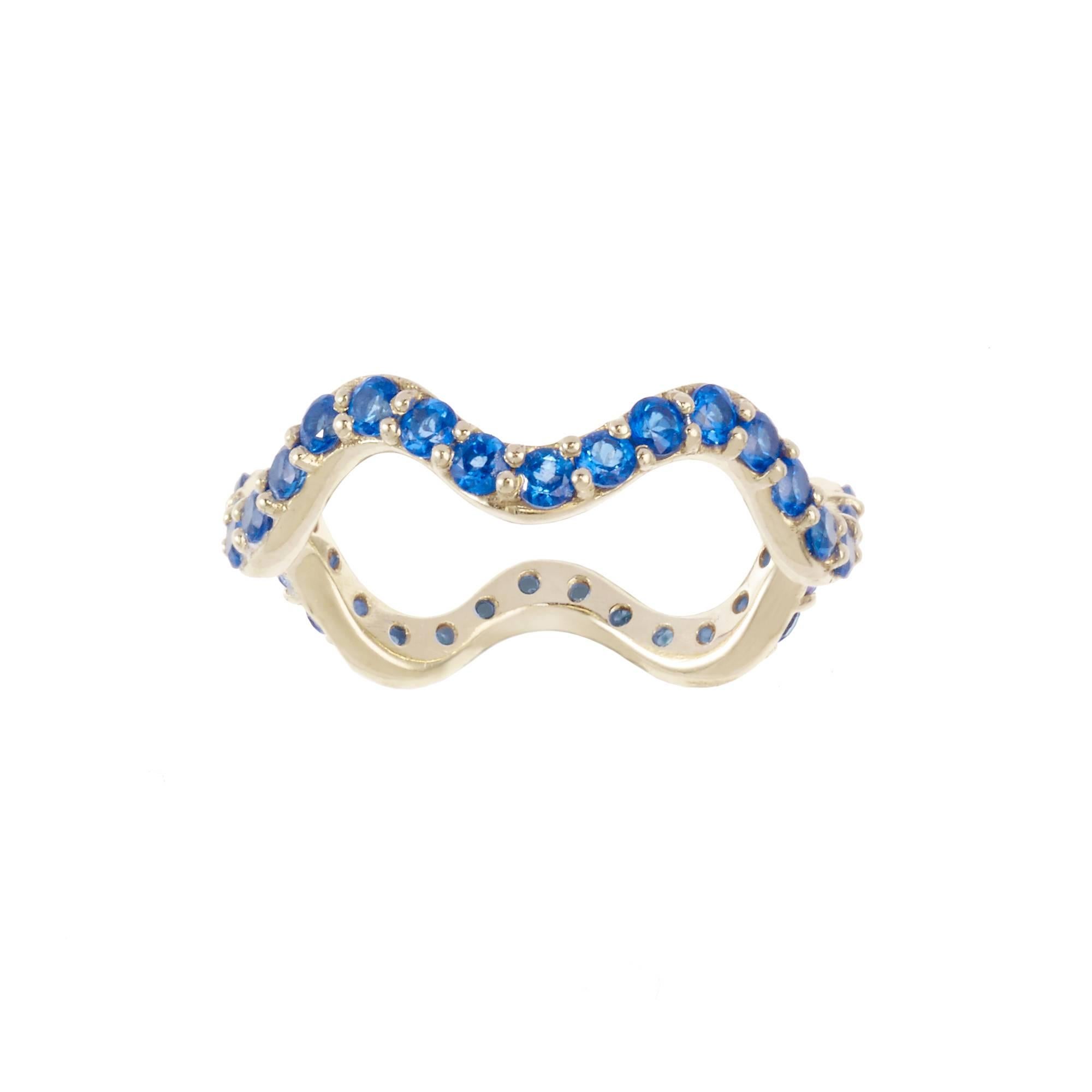 Contemporary Sabine Getty Blue Topaz Wiggly Band Ring For Sale