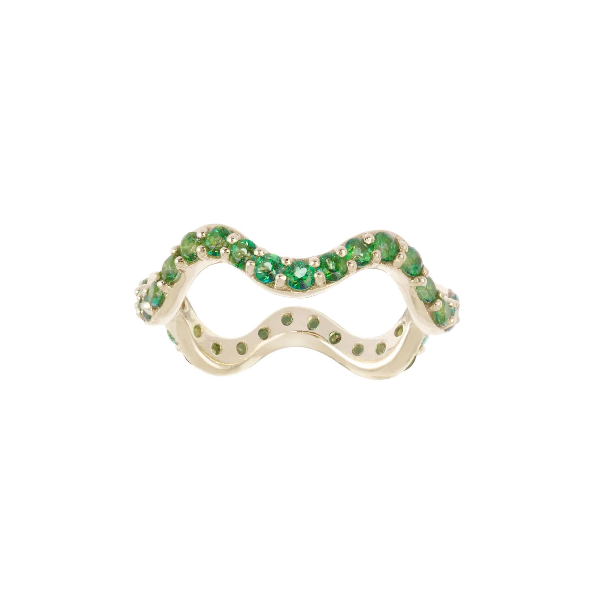 Contemporary Sabine Getty Green Topaz Gold Wiggly Band Ring For Sale