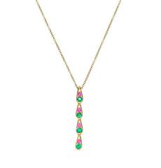 Sabine Getty Pink Sapphire Emerald Diamond Harlequin Necklace