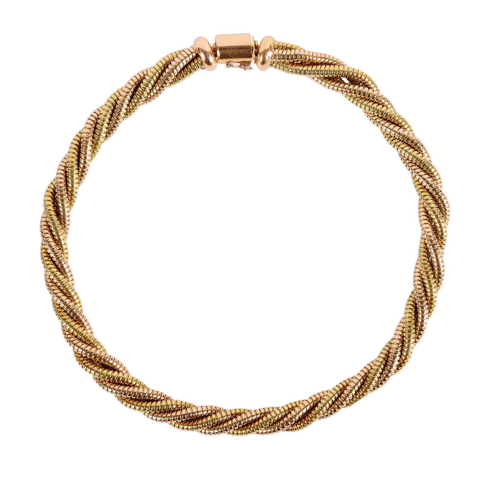 Yellow and Rose Gold Five Row Tubogas Necklace