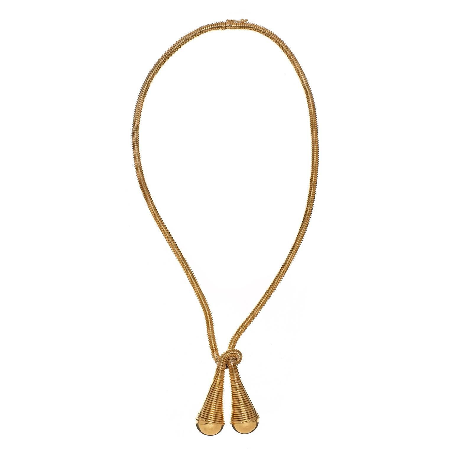 Yellow Gold Tubogas Necklace For Sale