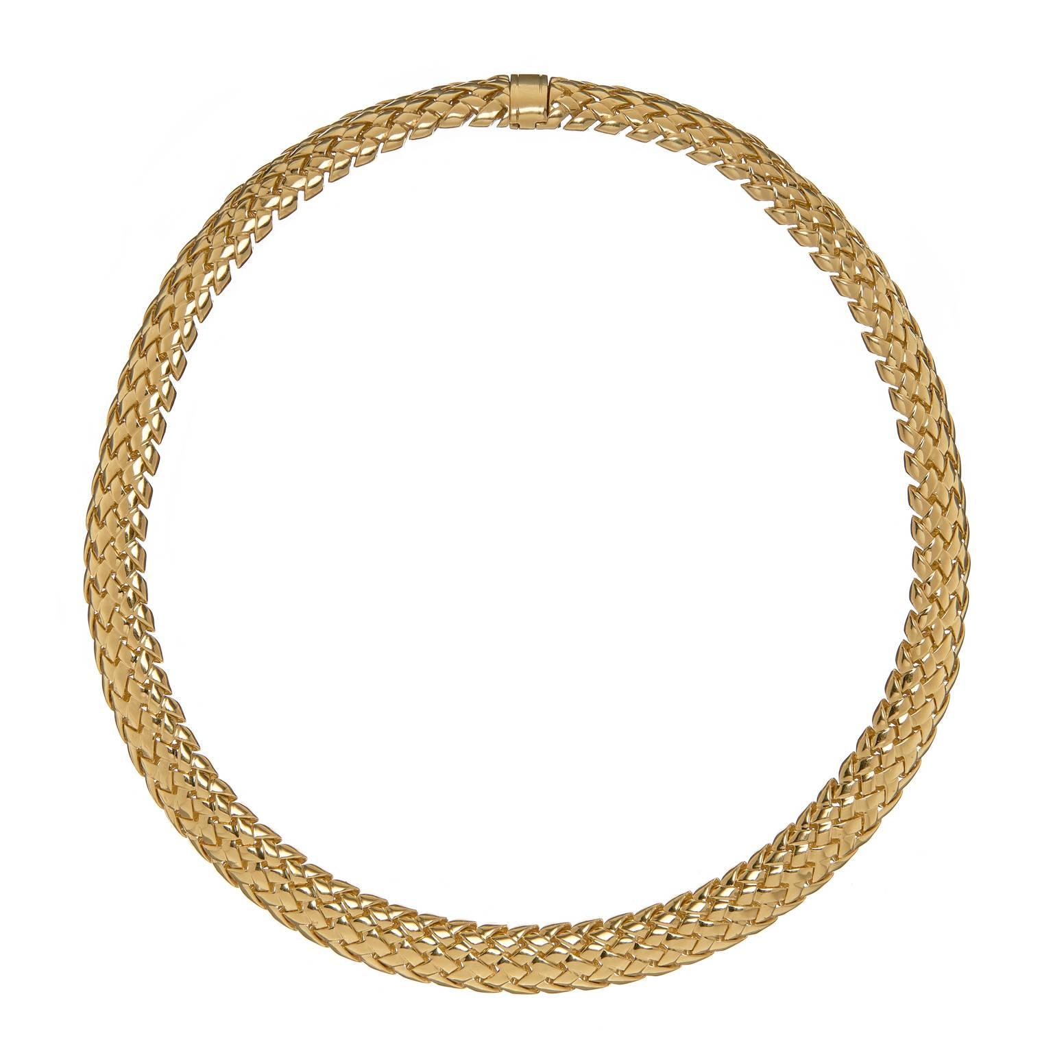 18K Yellow Gold Vannerie Necklace by Tiffany & Co. For Sale