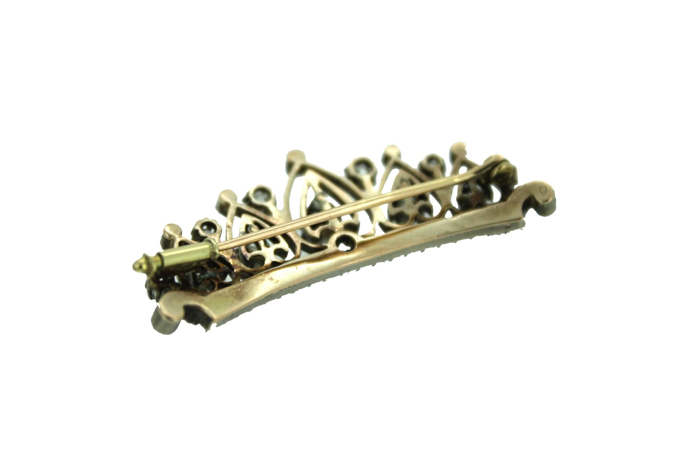 Edwardian Antique Diamond Gold Tiara Brooch, circa 1890s For Sale