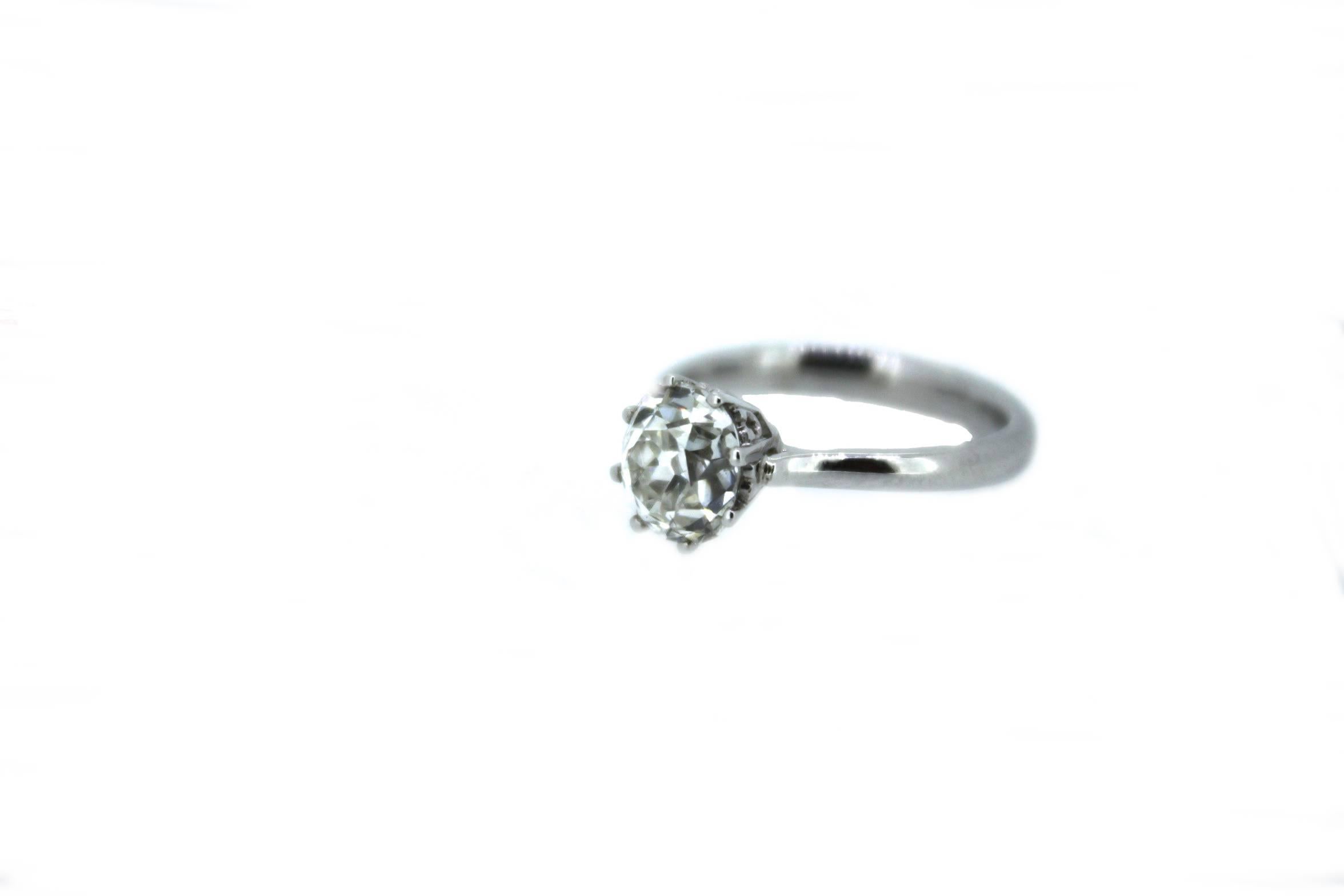 2.14 Carat Old Cut Solitaire Diamond Ring For Sale 1