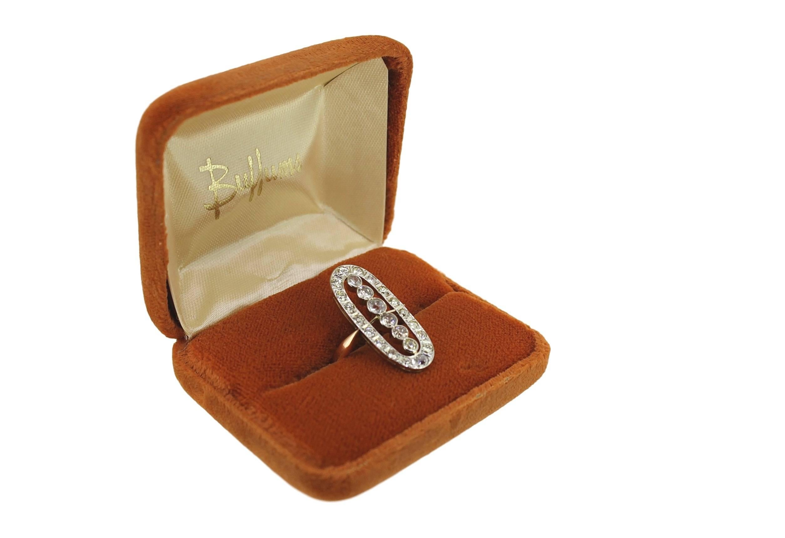 Art Deco 1910s 1920s Old European Cut Diamonds Gold Ring For Sale