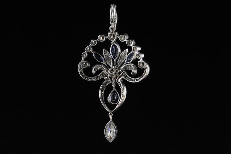 Art Deco Sapphire Diamond Platinum Pendant For Sale at 1stDibs | art ...