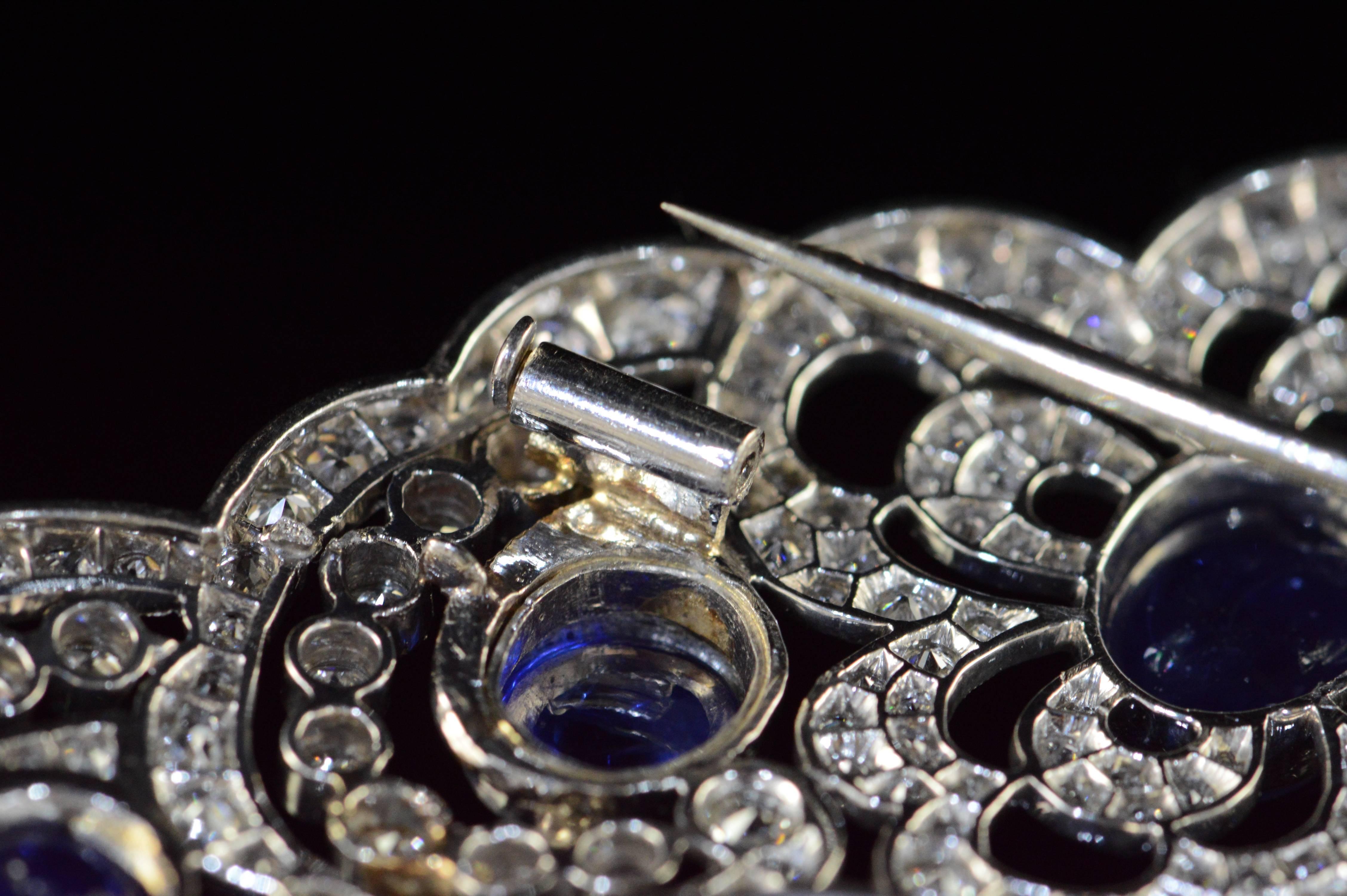 Women's 1920s Sapphire Diamond Bib Necklace For Sale