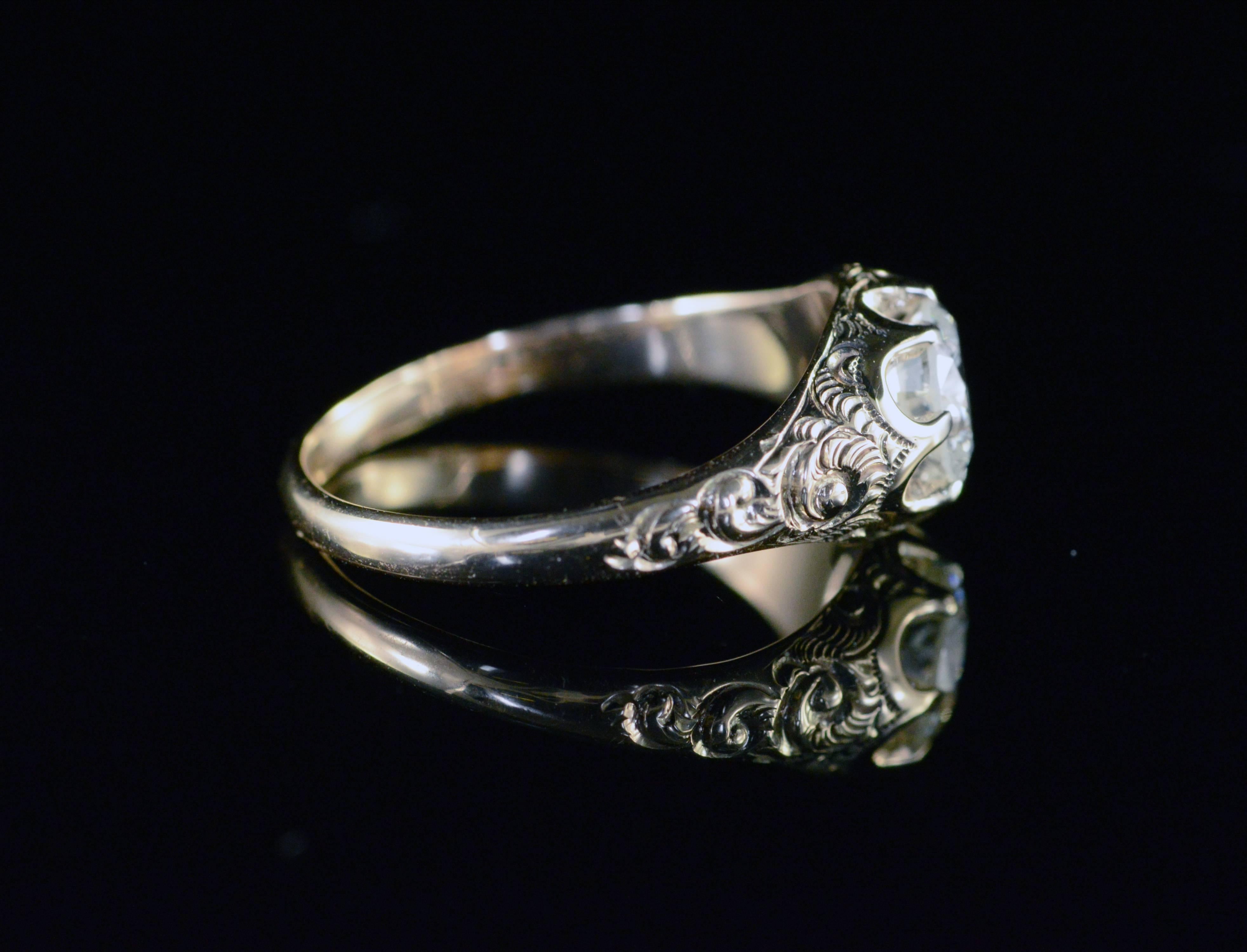 0.84 Carat Round Diamond Gold Engagement Ring 1