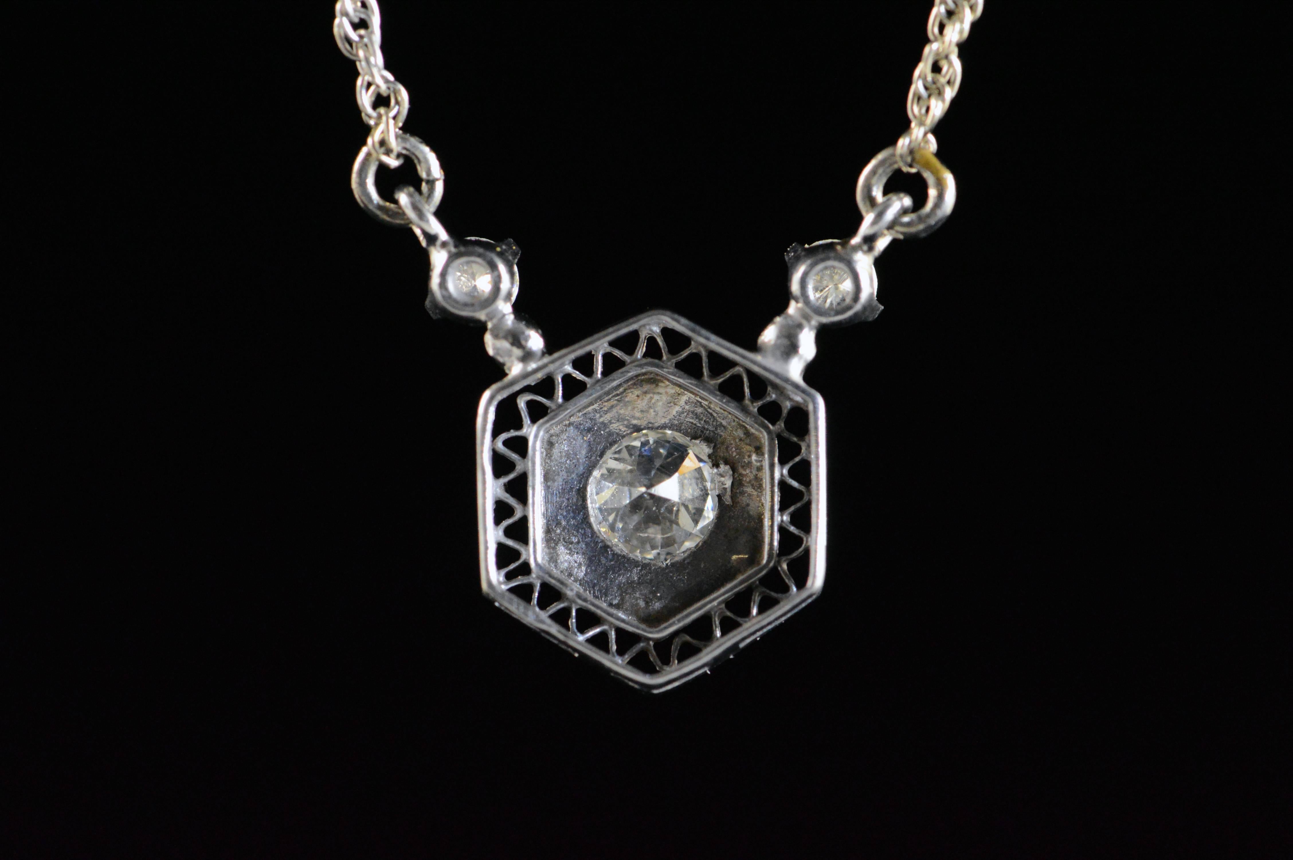 Women's Victorian Diamond Gold Filigree Necklace For Sale