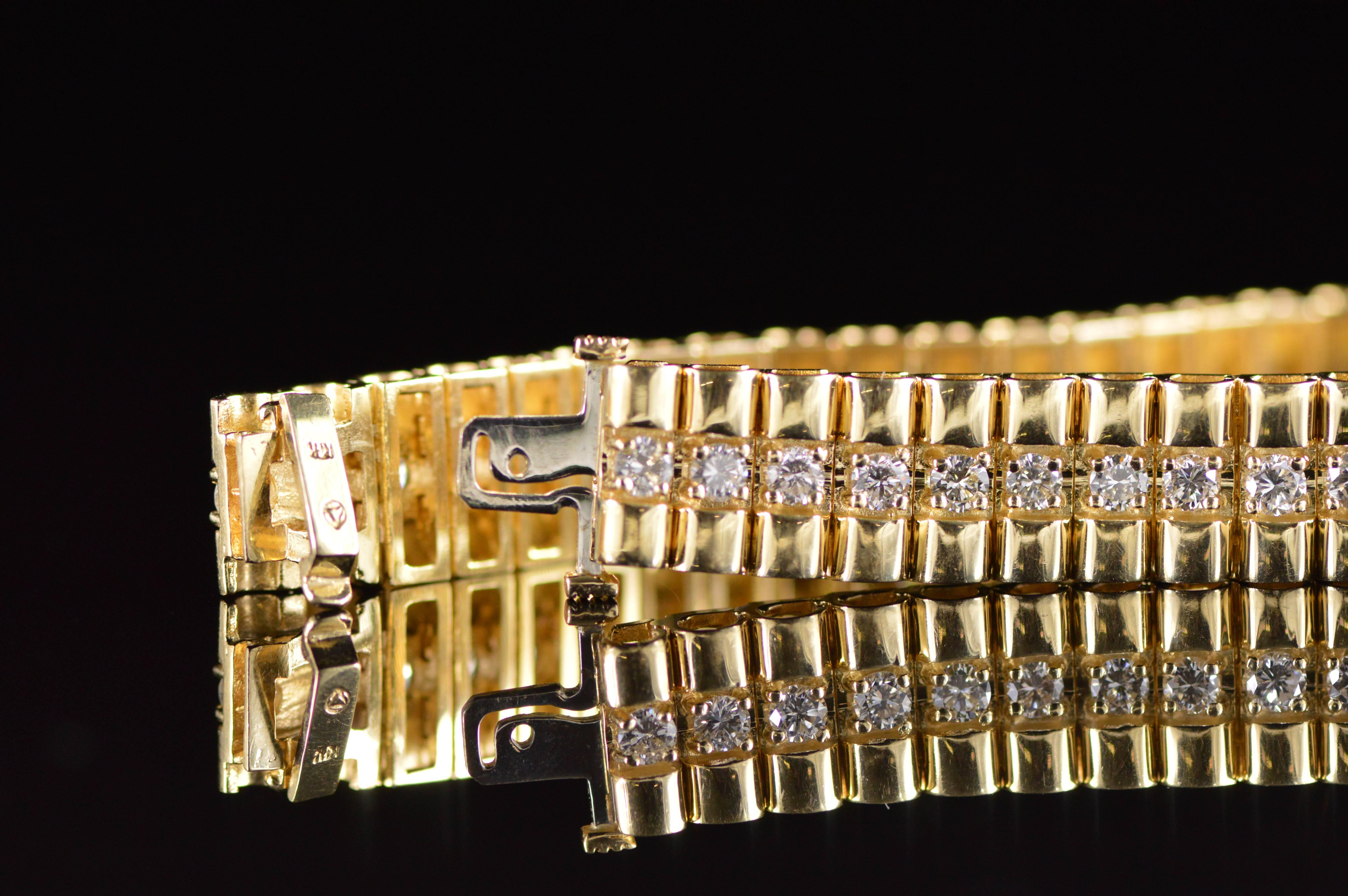 5.32 Carats Diamonds Gold Statement Tennis Style Bracelet 2