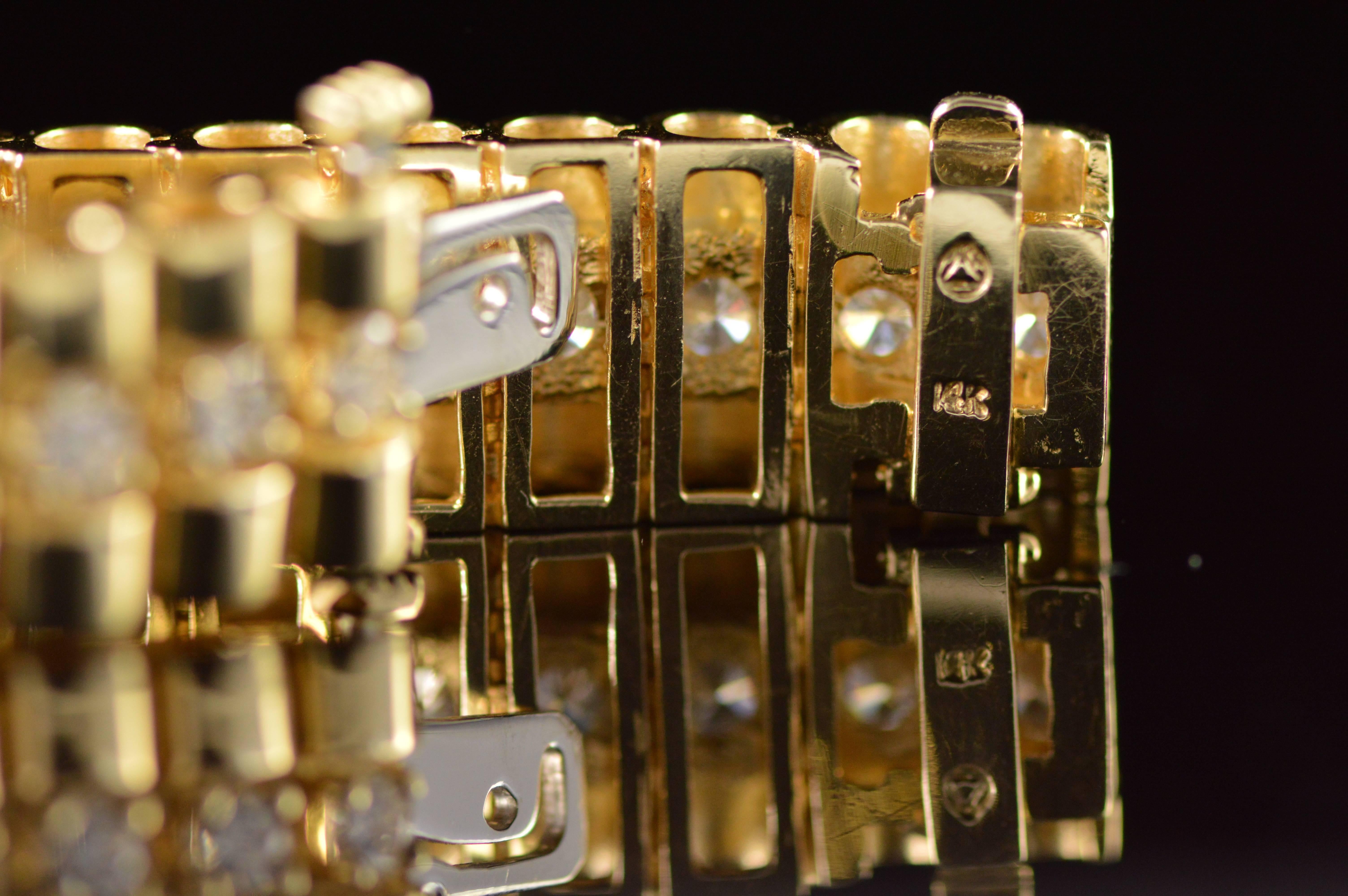 5.32 Carats Diamonds Gold Statement Tennis Style Bracelet 4