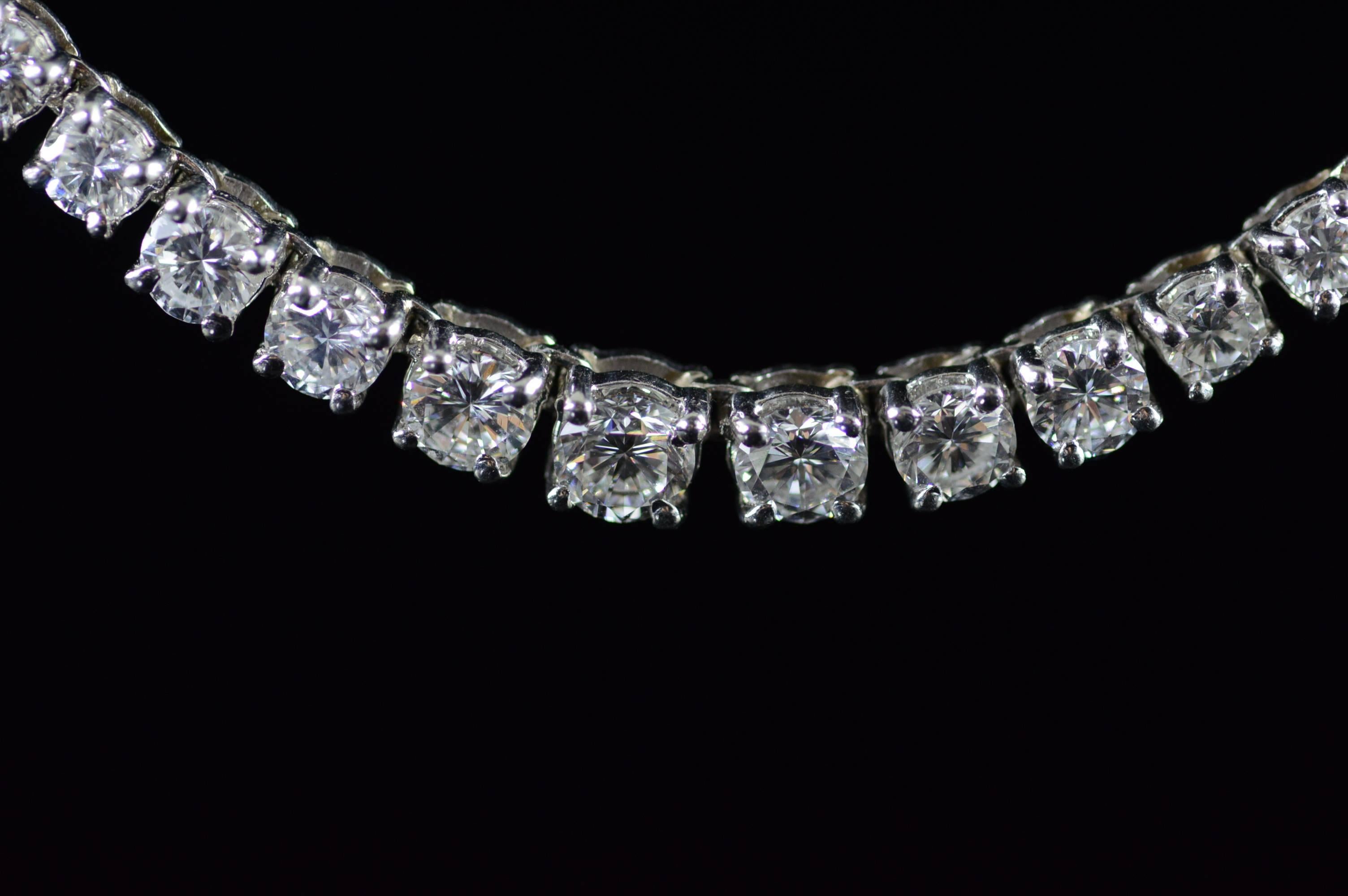 15 Carats Diamonds Platinum Necklace  For Sale 3