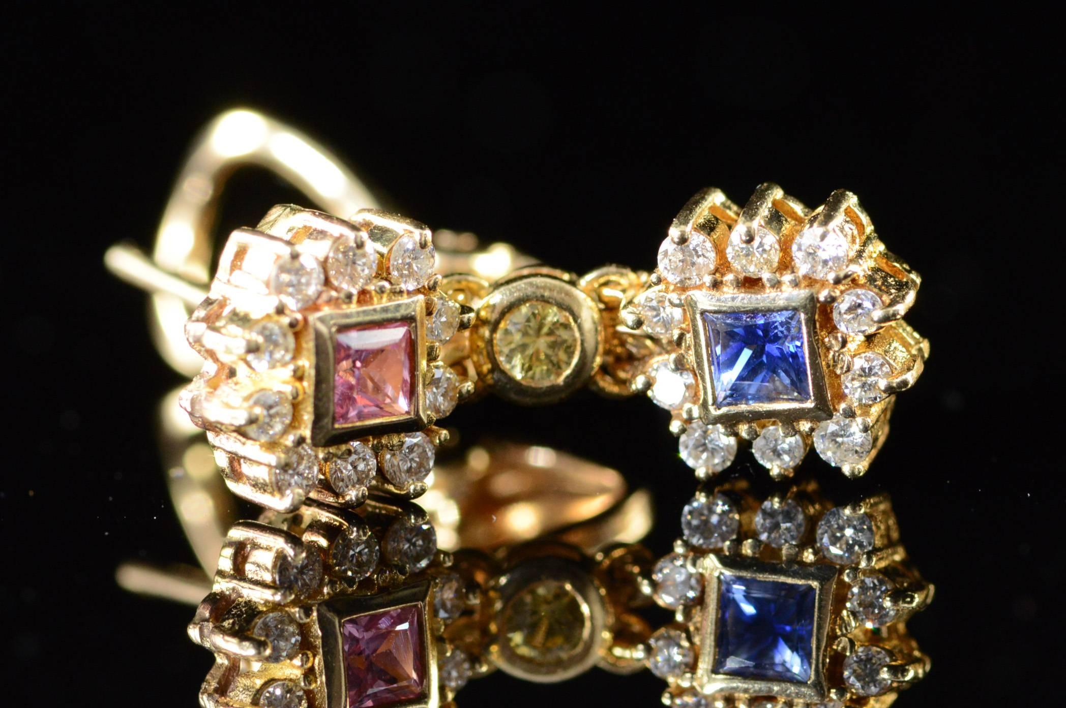 Women's Sapphire Diamond Gold French Clip Earrings