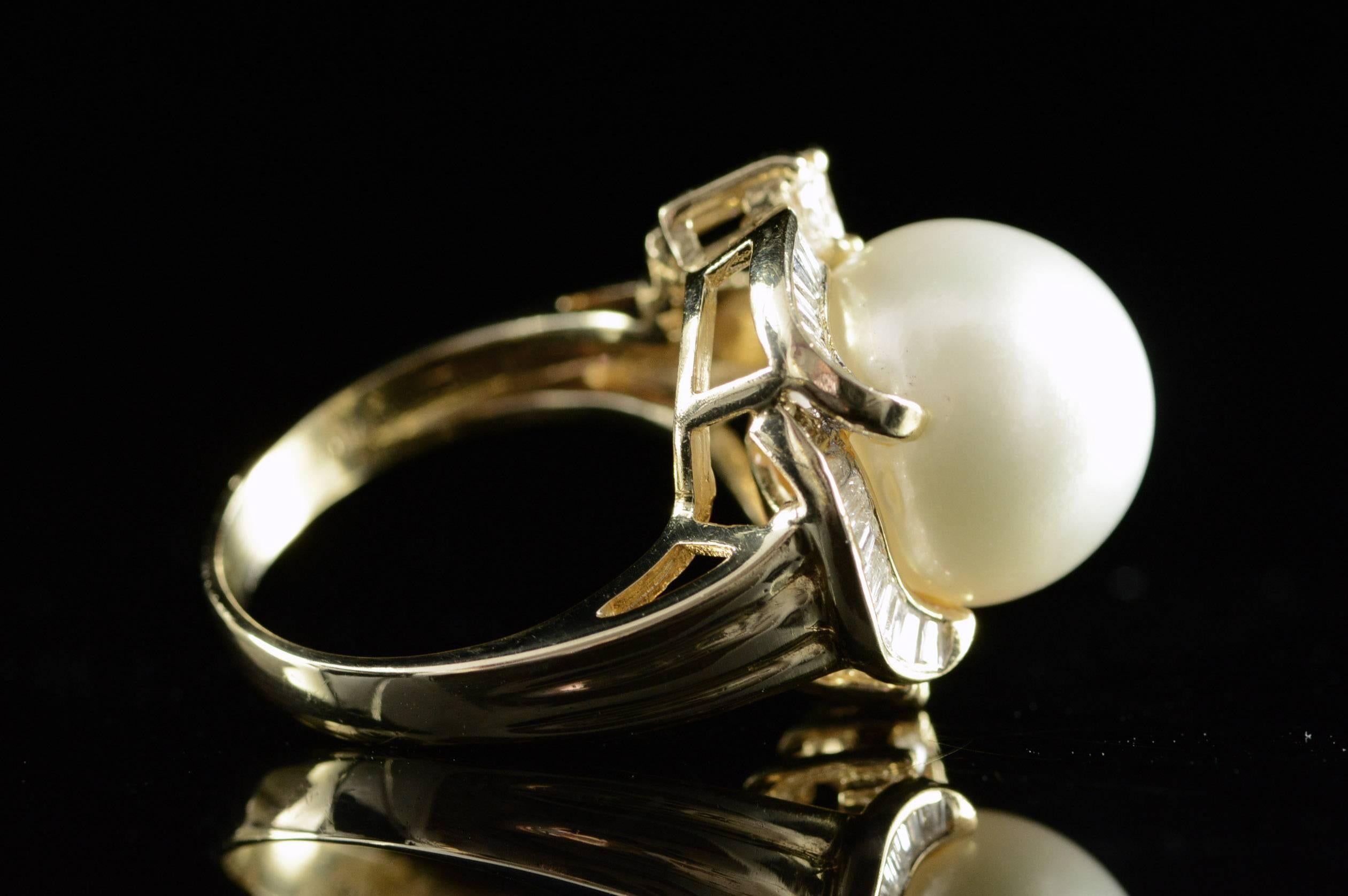Perle Diamant Halo Gold Ring 1